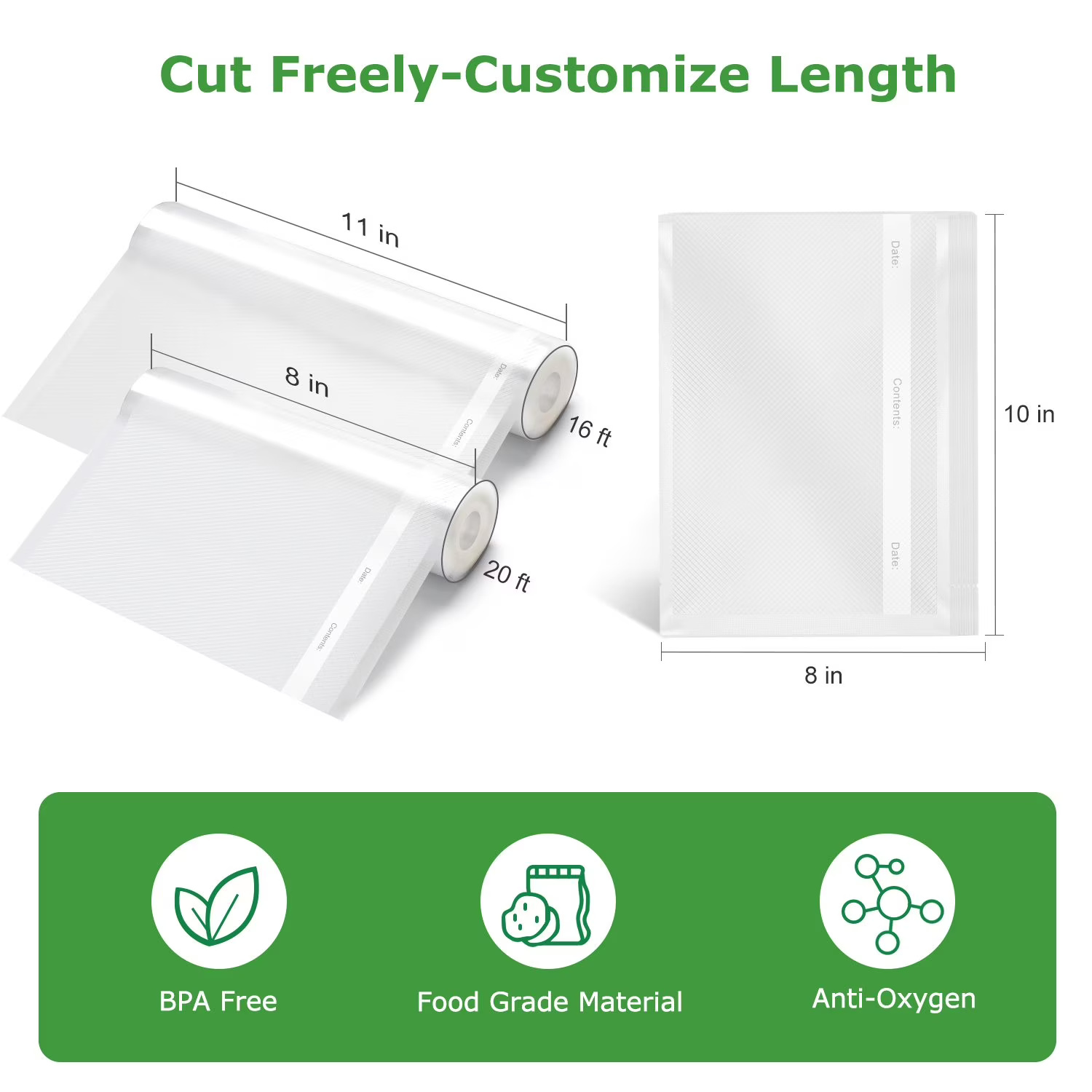 Bonsenkitchen Vacuum Sealer Bag Variety Pack – 7 Rolls & 50 Precut Bags | Nuvero Homz - Image 5