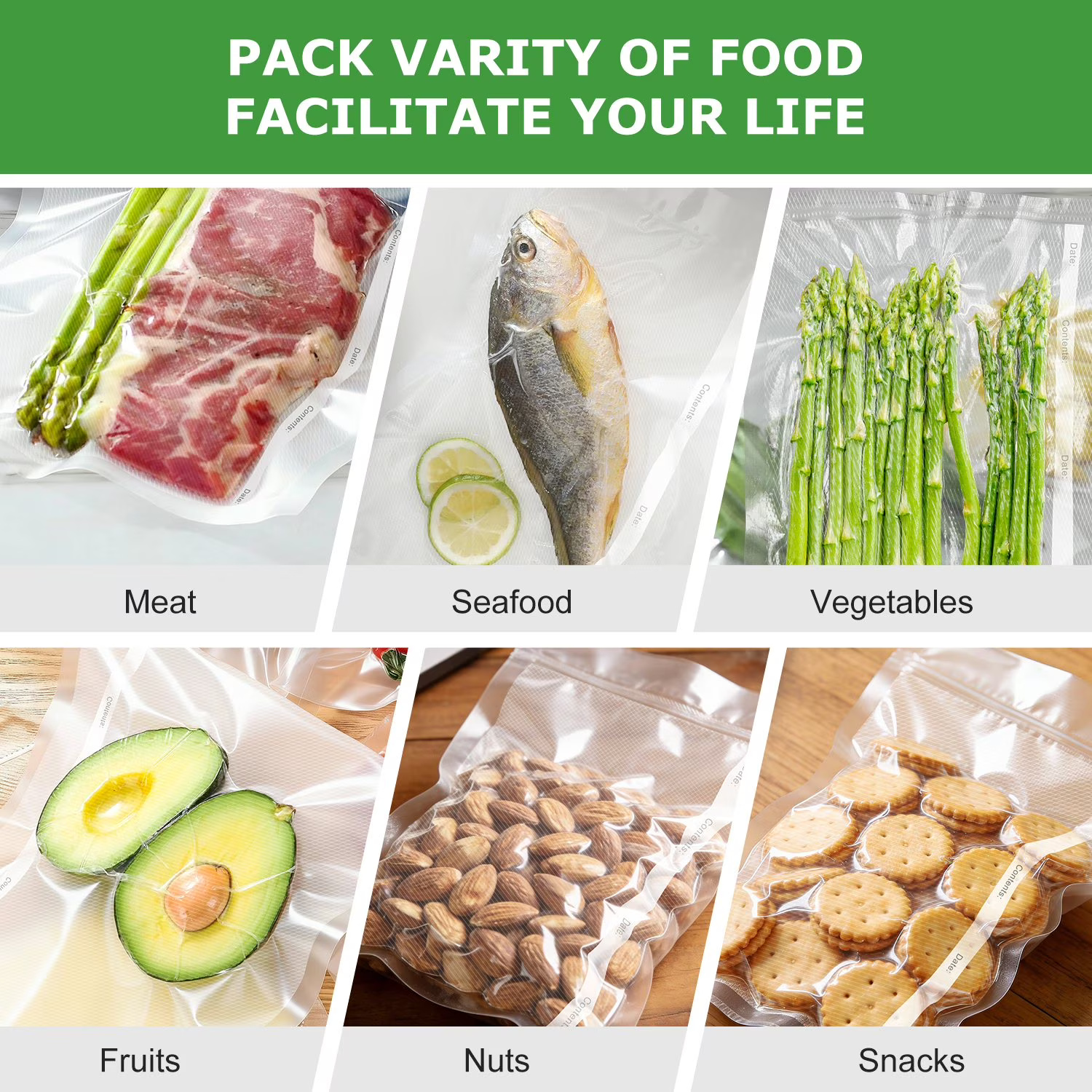 Bonsenkitchen Vacuum Sealer Bag Variety Pack – 7 Rolls & 50 Precut Bags | Nuvero Homz - Image 3