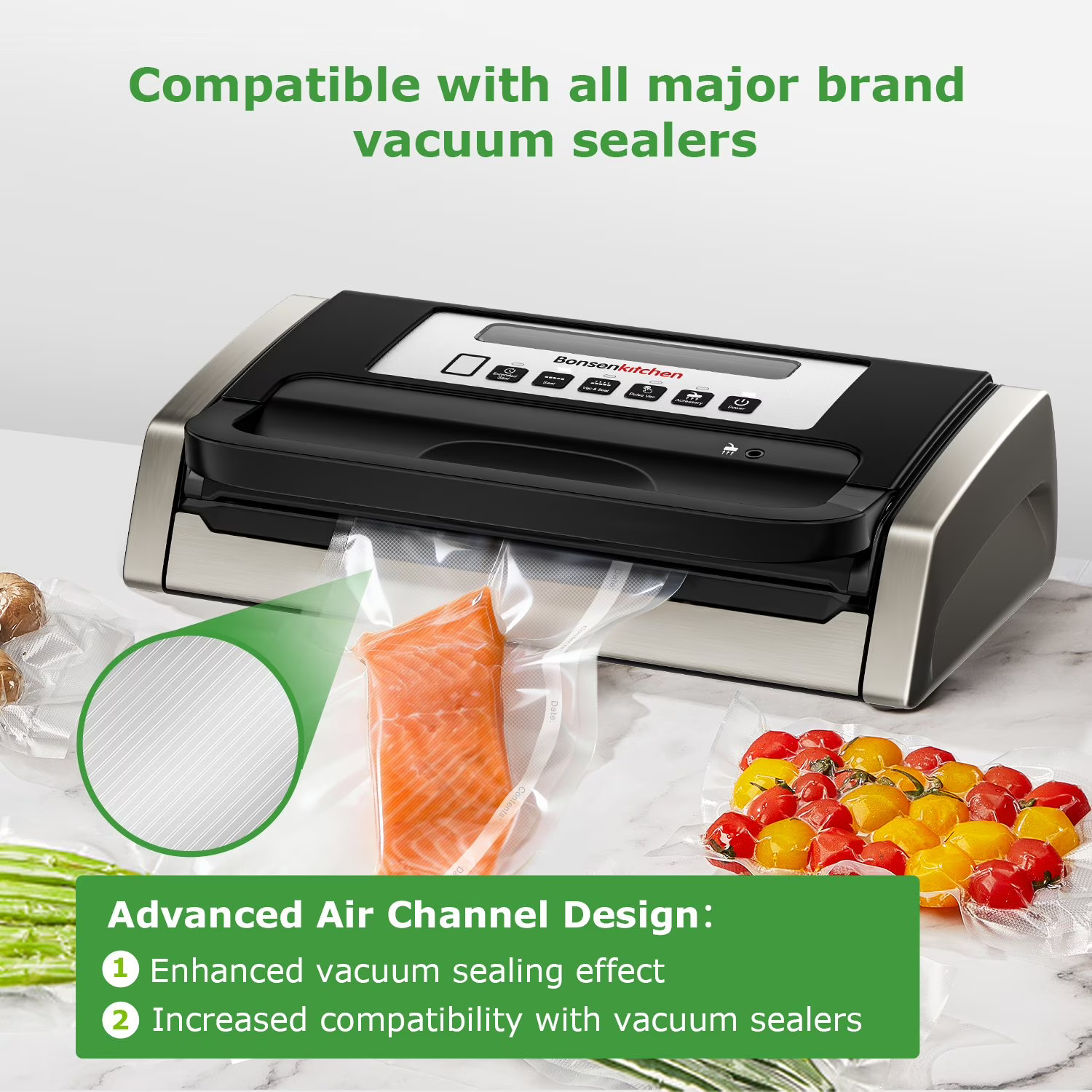 Bonsenkitchen Vacuum Sealer Bag Variety Pack – 7 Rolls & 50 Precut Bags | Nuvero Homz - Image 4